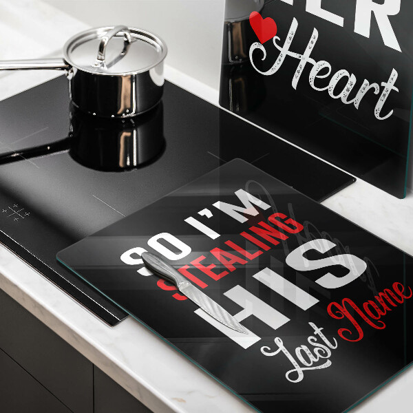 Glas Herdabdeckplatte Inschrift Satz Muster