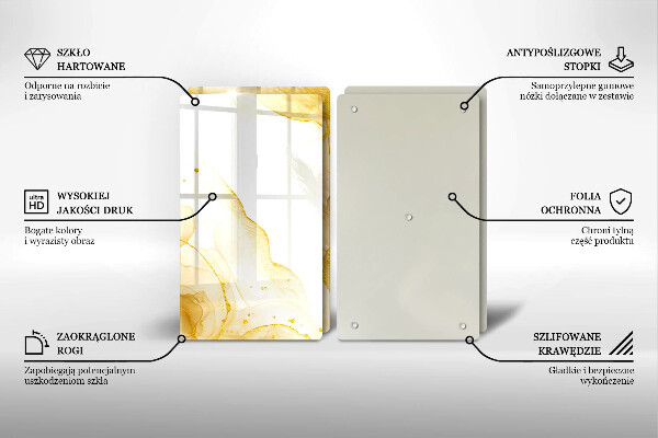 Glas Herdabdeckplatte Goldene Abstraktion