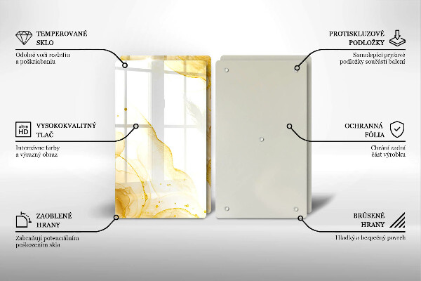 Glas Herdabdeckplatte Goldene Abstraktion