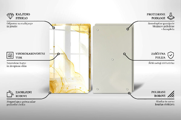 Glas Herdabdeckplatte Goldene Abstraktion