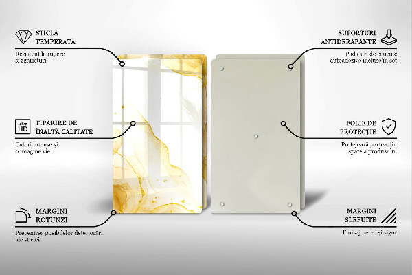 Glas Herdabdeckplatte Goldene Abstraktion