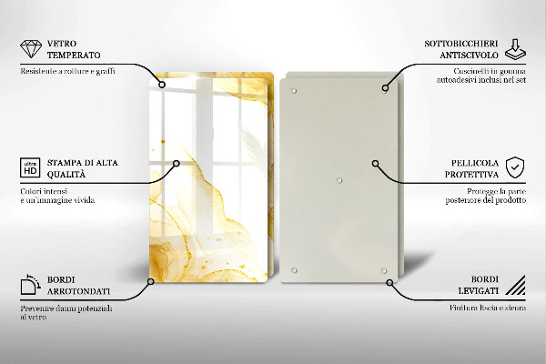 Glas Herdabdeckplatte Goldene Abstraktion