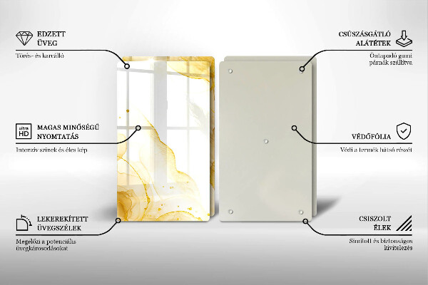 Glas Herdabdeckplatte Goldene Abstraktion