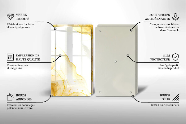 Glas Herdabdeckplatte Goldene Abstraktion
