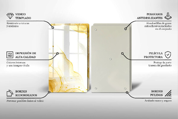Glas Herdabdeckplatte Goldene Abstraktion