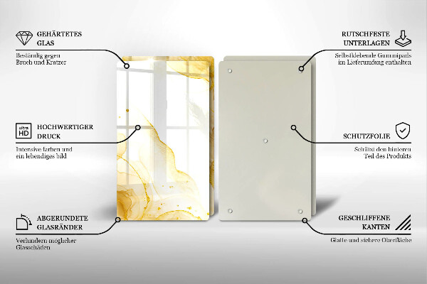 Glas Herdabdeckplatte Goldene Abstraktion