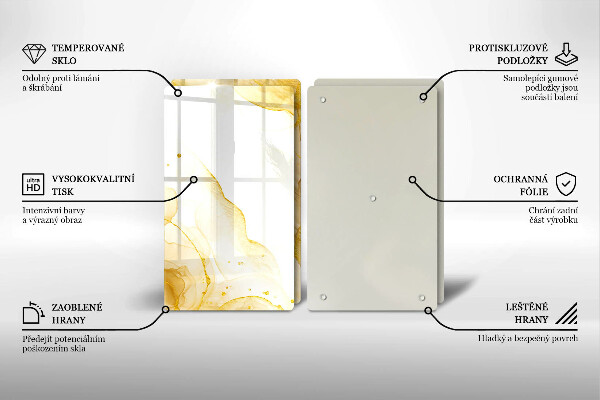Glas Herdabdeckplatte Goldene Abstraktion