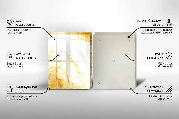 Glas Herdabdeckplatte Goldene Abstraktion