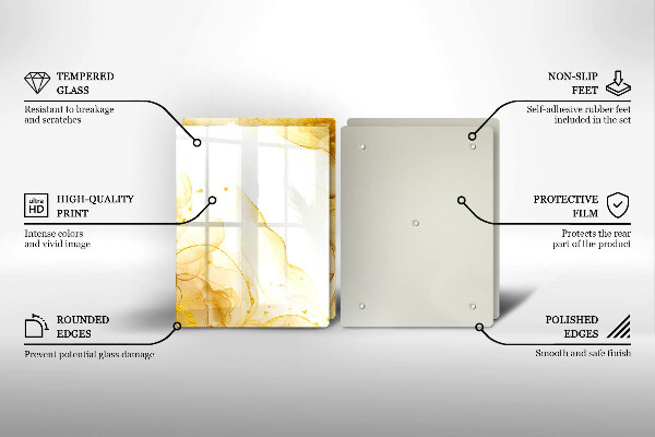 Glas Herdabdeckplatte Goldene Abstraktion