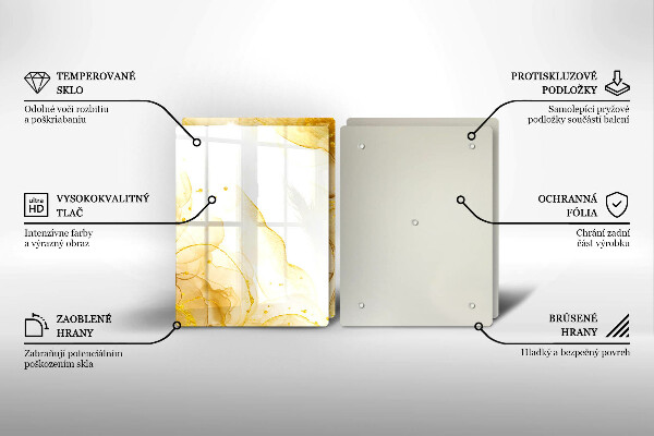 Glas Herdabdeckplatte Goldene Abstraktion
