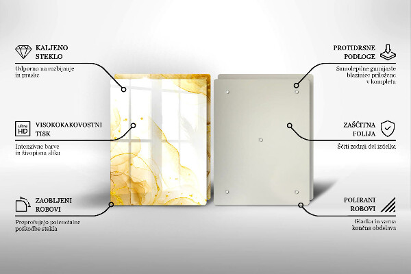 Glas Herdabdeckplatte Goldene Abstraktion