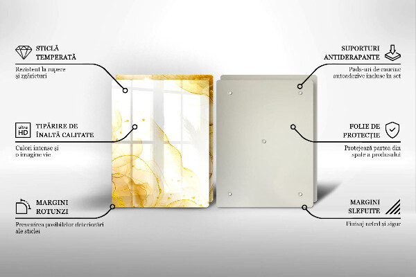 Glas Herdabdeckplatte Goldene Abstraktion