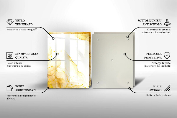 Glas Herdabdeckplatte Goldene Abstraktion