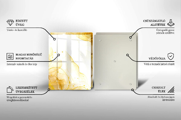 Glas Herdabdeckplatte Goldene Abstraktion