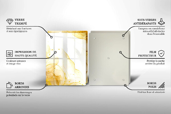 Glas Herdabdeckplatte Goldene Abstraktion