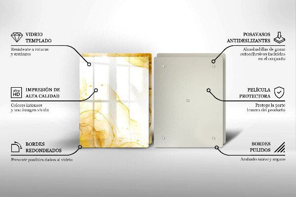 Glas Herdabdeckplatte Goldene Abstraktion