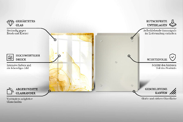 Glas Herdabdeckplatte Goldene Abstraktion