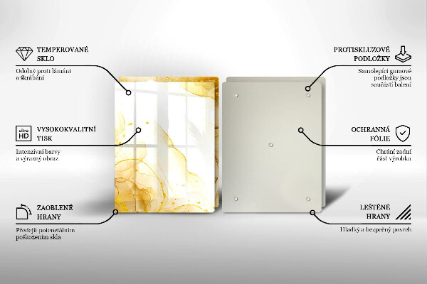 Glas Herdabdeckplatte Goldene Abstraktion