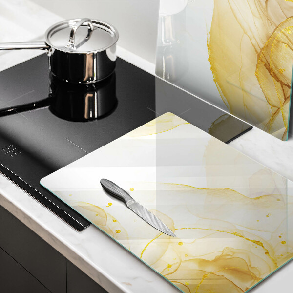 Glas Herdabdeckplatte Goldene Abstraktion