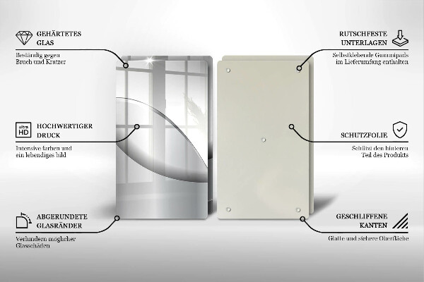 Glas Herdabdeckplatte Abstraktes Liniendesign