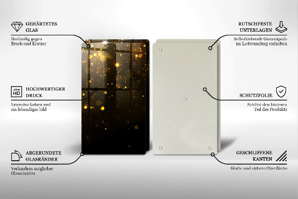 Glas Ceranfeldabdeckung Goldglitter