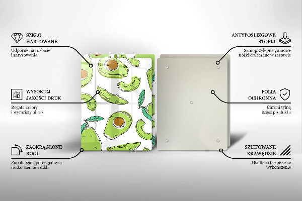 Glas Herdabdeckplatte Avocado und Birne