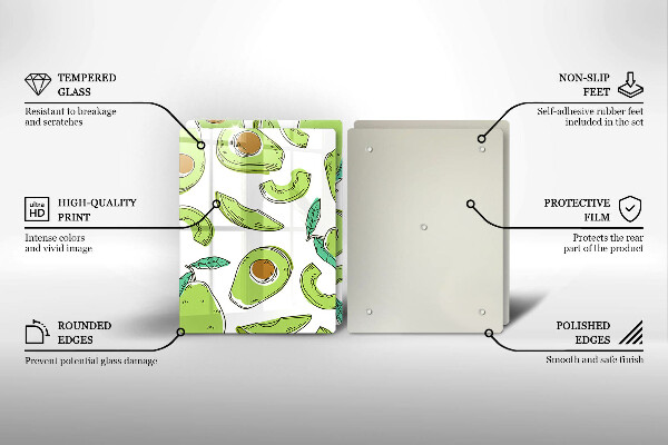 Glas Herdabdeckplatte Avocado und Birne