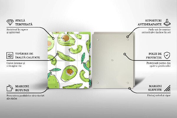 Glas Herdabdeckplatte Avocado und Birne