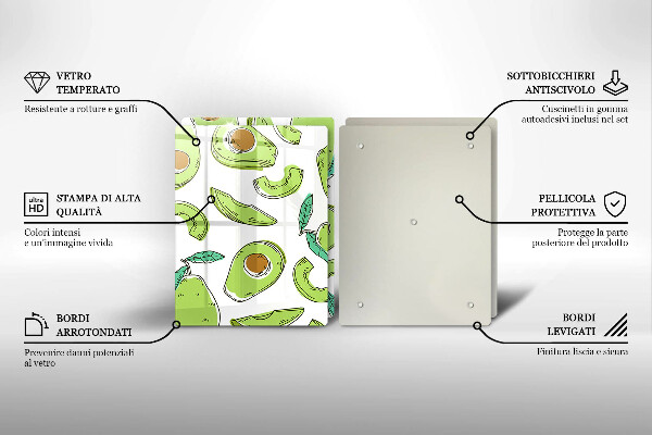 Glas Herdabdeckplatte Avocado und Birne