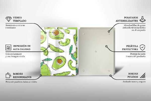 Glas Herdabdeckplatte Avocado und Birne