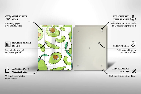 Glas Herdabdeckplatte Avocado und Birne