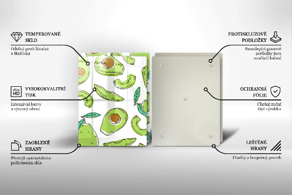 Glas Herdabdeckplatte Avocado und Birne