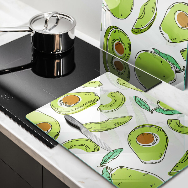 Glas Herdabdeckplatte Avocado und Birne