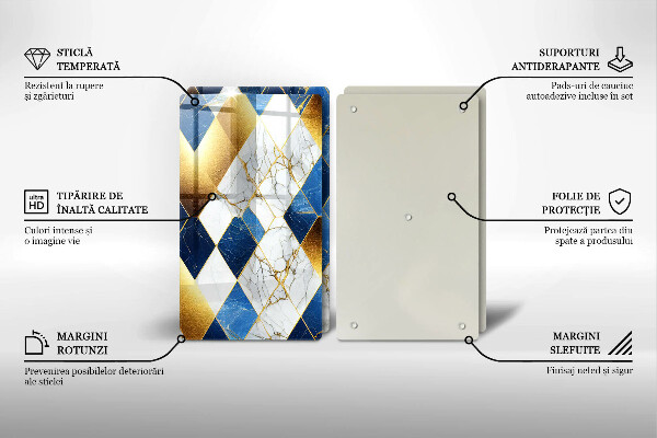 Glas Ceranfeldabdeckung Goldene Marmorrauten