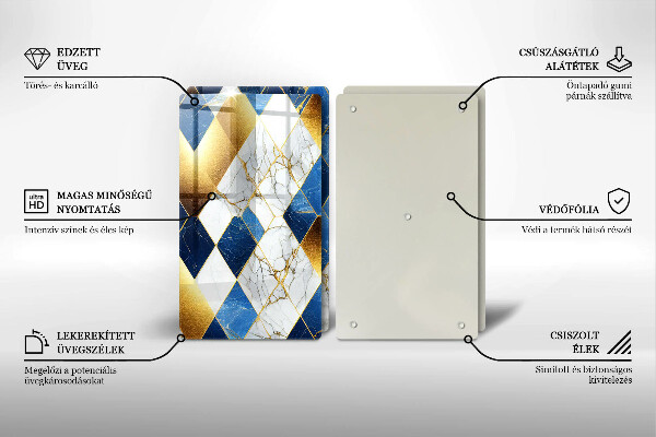 Glas Ceranfeldabdeckung Goldene Marmorrauten