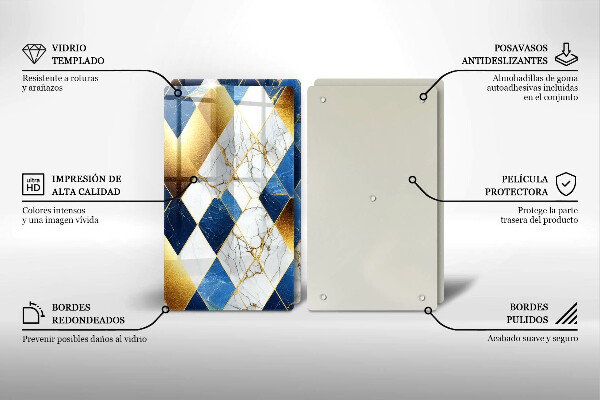 Glas Ceranfeldabdeckung Goldene Marmorrauten