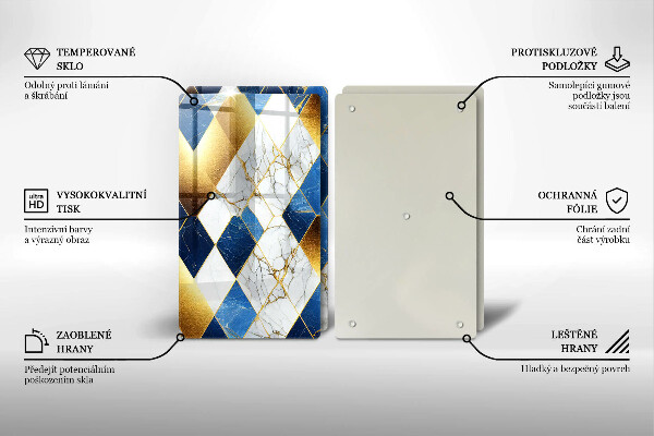 Glas Ceranfeldabdeckung Goldene Marmorrauten