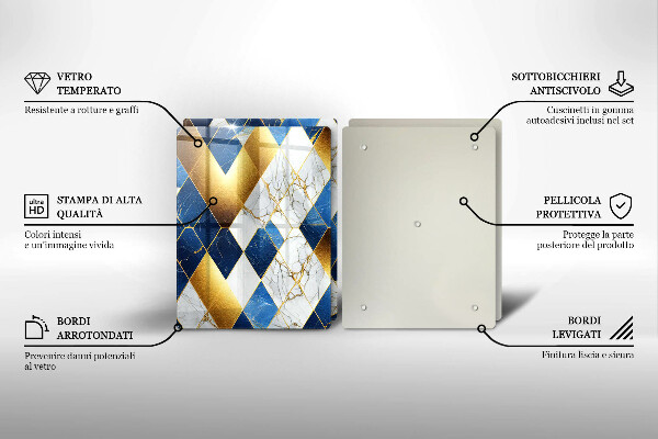 Glas Ceranfeldabdeckung Goldene Marmorrauten