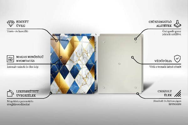 Glas Ceranfeldabdeckung Goldene Marmorrauten