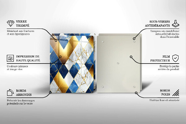 Glas Ceranfeldabdeckung Goldene Marmorrauten