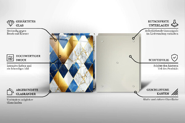 Glas Ceranfeldabdeckung Goldene Marmorrauten