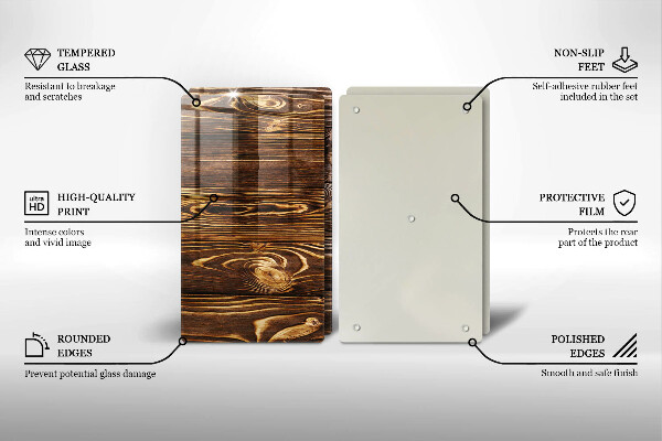 Glas Ceranfeldabdeckung Holzstruktur
