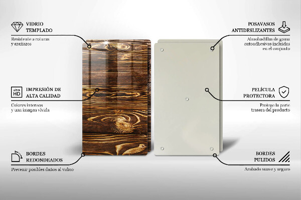 Glas Ceranfeldabdeckung Holzstruktur