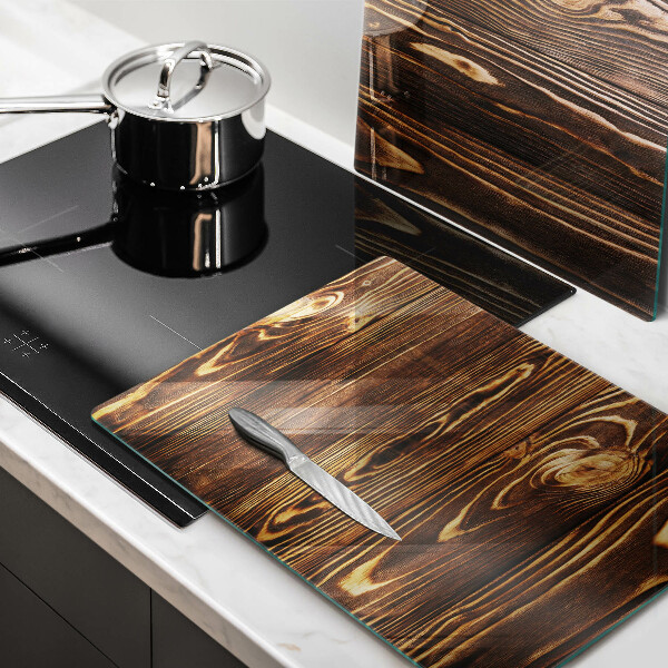 Glas Ceranfeldabdeckung Holzstruktur