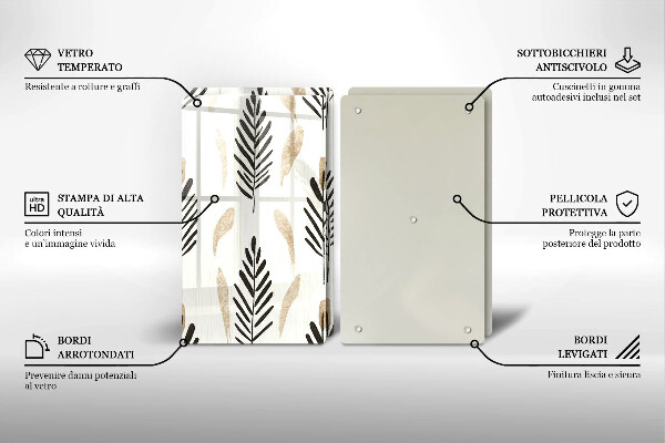 Glas Ceranfeldabdeckung Boho-Pflanzen