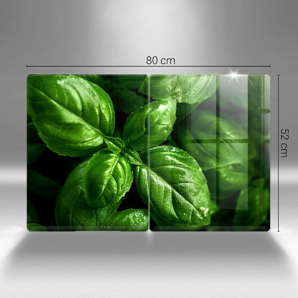 Glas Ceranfeldabdeckung Basilikumblätter