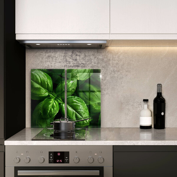 Glas Ceranfeldabdeckung Basilikumblätter