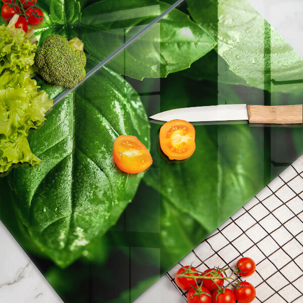 Glas Ceranfeldabdeckung Basilikumblätter