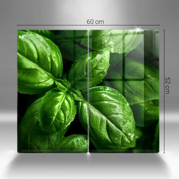 Glas Ceranfeldabdeckung Basilikumblätter