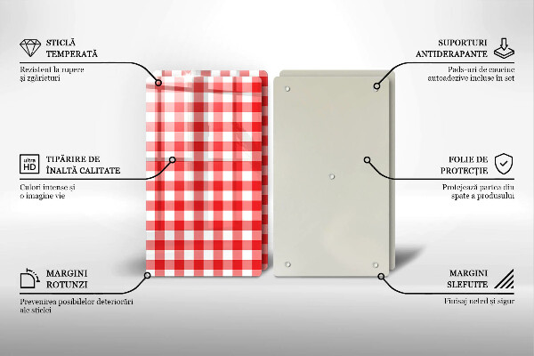 Glas Ceranfeldabdeckung Rot-weißes Karomuster